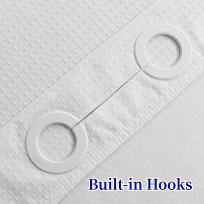 CYPL No Hooks Required Waffle Weave Shower Curtain with Snap in Liner-Hotel Grade Waterproof & Mesh Top Window Spa Like Bath Curtain Machine Washable Heavy Duty 71Wx74L(White)