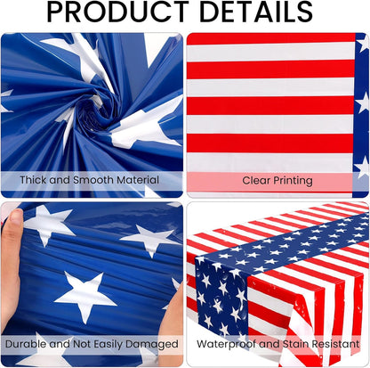 Regine Switzerland Patriotic Tablecloths - Disposable Plastic Covers for 4th of July | 108 x 54 Inch
