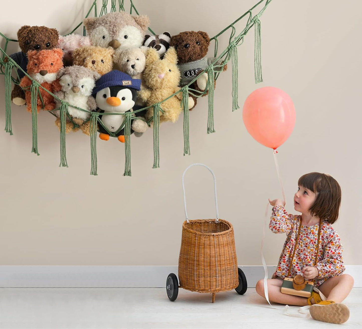 Mirolam Stuffed Animal Hammock - Large Corner Net for Plush Toy Storage & Display | Boho Bedroom Decor