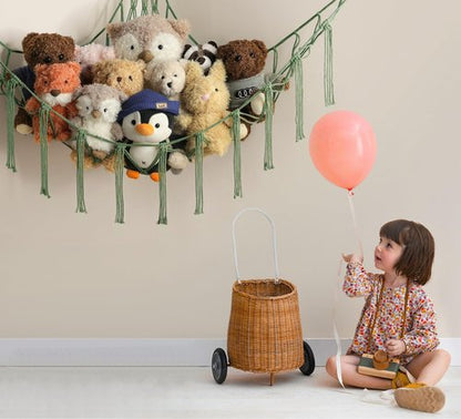 mirolam Stuffed Animal Hammock - Large Stuffed Animal Net Corner - Hanging Stuff Animal Storage Organizer For Plush Plushie Display Room Bedroom Boho Decor