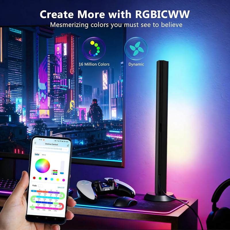 DAYBETTER Black LED Light Bar with RGBICW, WiFi, Music Sync, Alexa/Google Voice Control