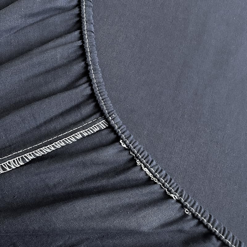 Queen Fitted Sheet with Elasticated Edges Microfiber Shrink-Resistant BYHIP A03