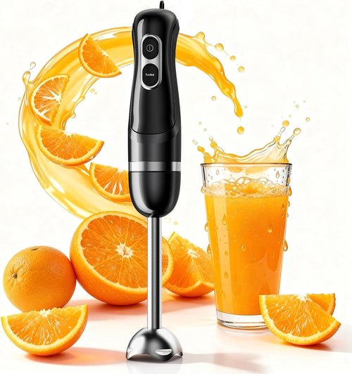 Immersion Blender - Corded Electric Handheld Stick Mixer with Stainless Steel Blades | 2 Speed for Smoothies & Soups