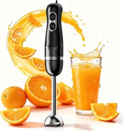 Immersion Blender - Corded Electric Handheld Stick Mixer with Stainless Steel Blades | 2 Speed for Smoothies & Soups