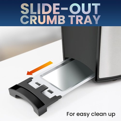 Elite Gourmet 2-Slice Toaster - Extra Wide 1.25” Slots, 6 Toast Settings & Slide-Out Crumb Tray, Stainless Steel