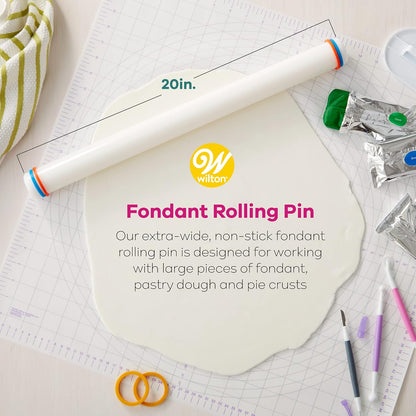 Wilton Large Fondant Rolling Pin - Ideal Fondant Roller with Guide Rings for Tiered Cakes, 20-Inch