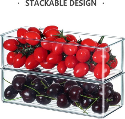 Hudgan Clear Plastic Drawer Organizers Set - Stackable Deep Organizers for Makeup & Desk | 8 Pack, 2 Sizes