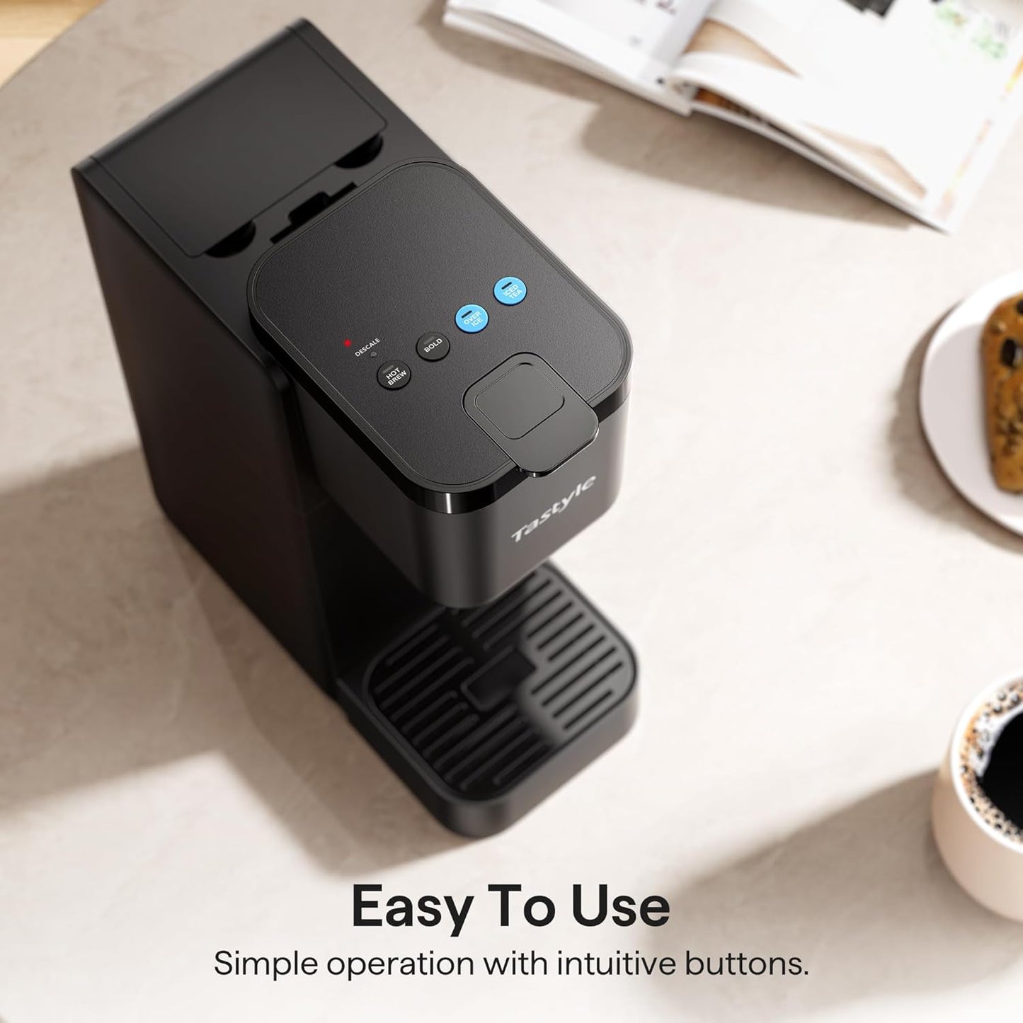Skiennix Single Serve Coffee Maker - Brew K-Cups, Ground Coffee & Tea | Compact Black Design, 6-16 Oz Sizes