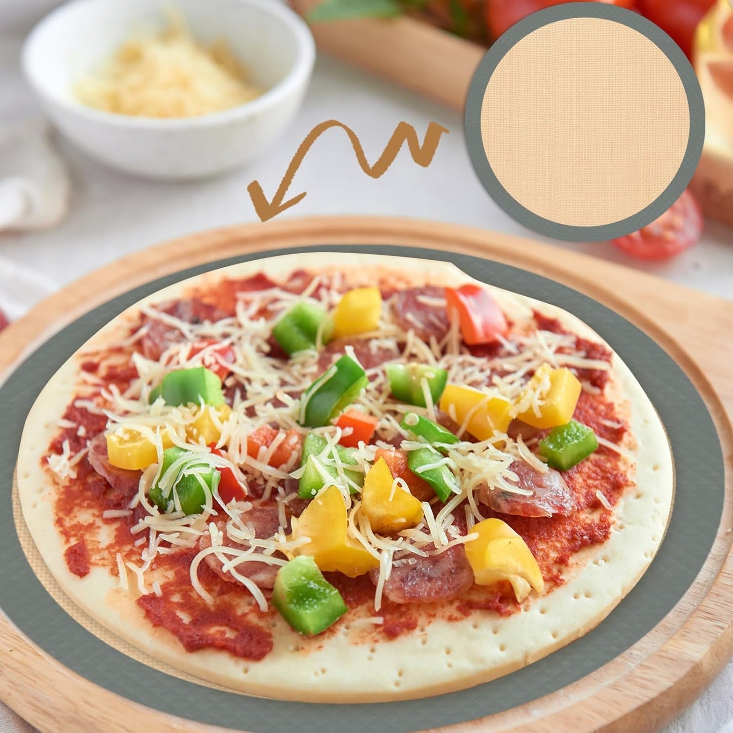 Skiennix Silicone Baking Mat Set - Nonstick Reusable Pastry & Pizza Mats | 6-Piece Baking Supplies