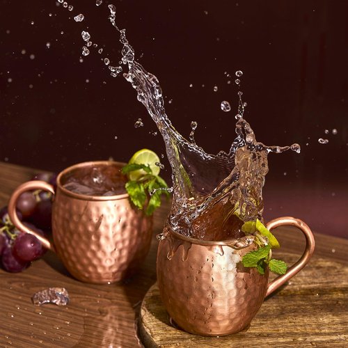 BOLD & DIVINE Moscow Mule Mugs - Set of 4-100% Pure Copper Mugs Large 16 oz - Food Safe - Premium Moscow Mule Cups Set of 4 | BONUS 4 Straws, 1 Shot Glass, 1 Spoon