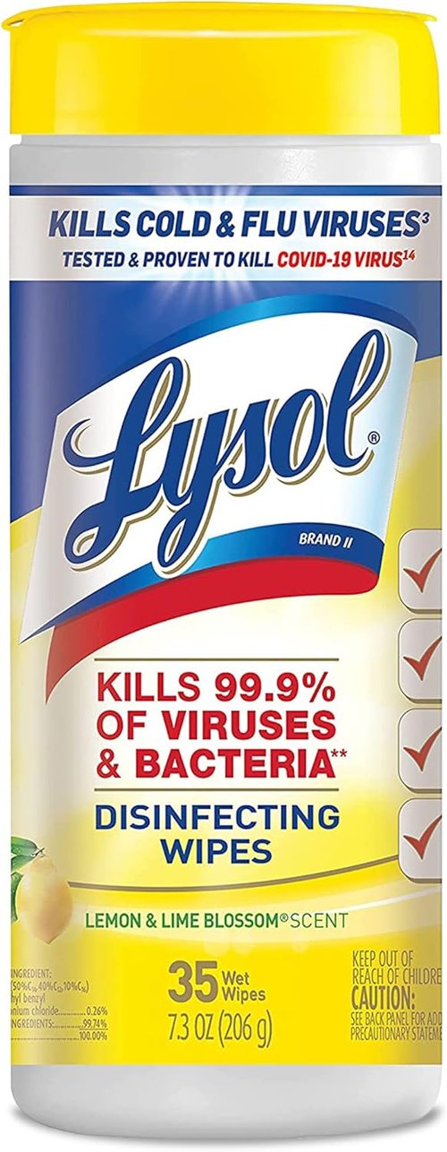 Lysol Disinfectant Wipes - Multi-Surface Antibacterial Cleaning - Lemon & Lime Blossom, 105 Count (Pack of 3)