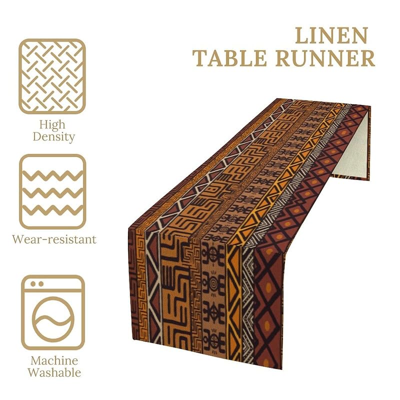 African Mud Cloth Table Runner 13" x 36" with Black-4+W Variation