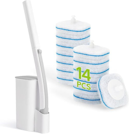IVYROLL Toilet Bowl Cleaner Wand - Disposable Brush Set with 14 Refills & Holder for Easy Cleaning