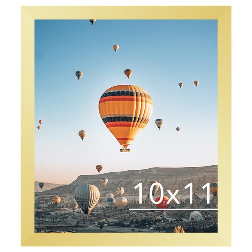 JCJMY 10x11 Picture Frame Gold for Wall Hanging, Wall Mounting Horizontally or Vertically, 10 x 11 Wall Gallery Poster Photo Frame with Shatter Resistant Plexiglass, Gold