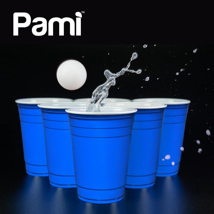 PAMI 16oz Blue Plastic Party Cups - Pack of 30 Disposable Drinking Glasses for Iced Tea, Beer & Cocktails