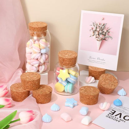 Hoteam 12 Pieces Large Tapered Cork Stoppers Soft Wine Plugs Lids Big Round Bottle Corks for Crafts Replacement Jars Bottles, 2.5 x 2.22 x 1.48 Inch