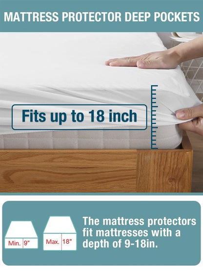 Bedecor Queen Waterproof Mattress Protector,Pee and Liquid Proof Cover for Pets, Elderly, and Incontinence, Fitted Deep Pocket for 9-18 Inch Deep