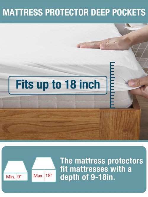 Bedecor Twin Waterproof Mattress Protector for Potty Training and Bed Wetting, Noiseless Cotton Terry Cover, Breathable Fitted Design for Kids, Fits 9-18 Inch Depth