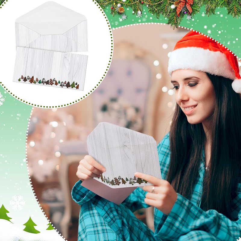 Rustic Gersoniel 160 Envelopes #10 - 9.45 x 4.13 in Christmas Winter Mailing, Peel & Seal