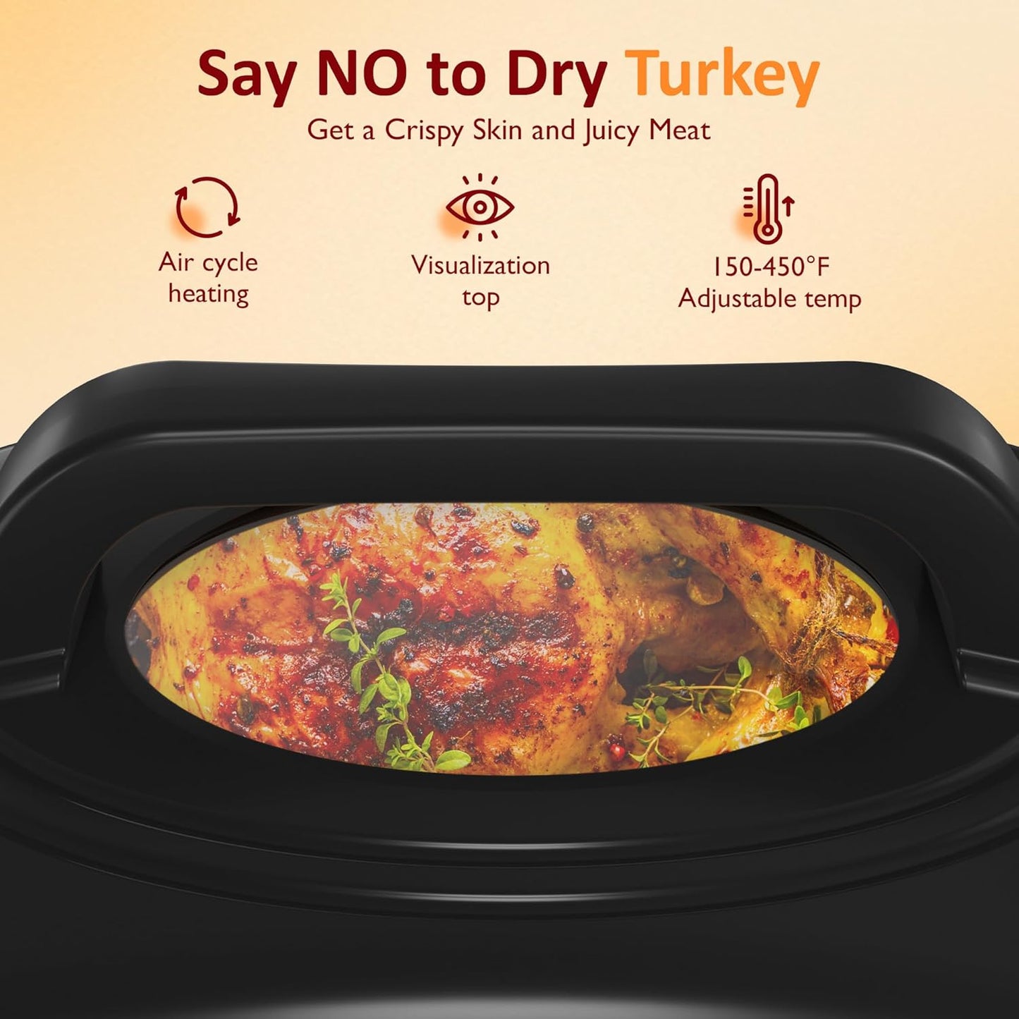 Sunvivi Electric Roaster Oven - 24 Quart Turkey Roaster with Self-Basting Lid & Removable Pan | Stainless Steel Silver