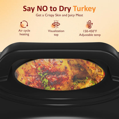 Sunvivi Electric Roaster Oven - 24 Quart Turkey Roaster with Self-Basting Lid & Removable Pan | Stainless Steel Silver