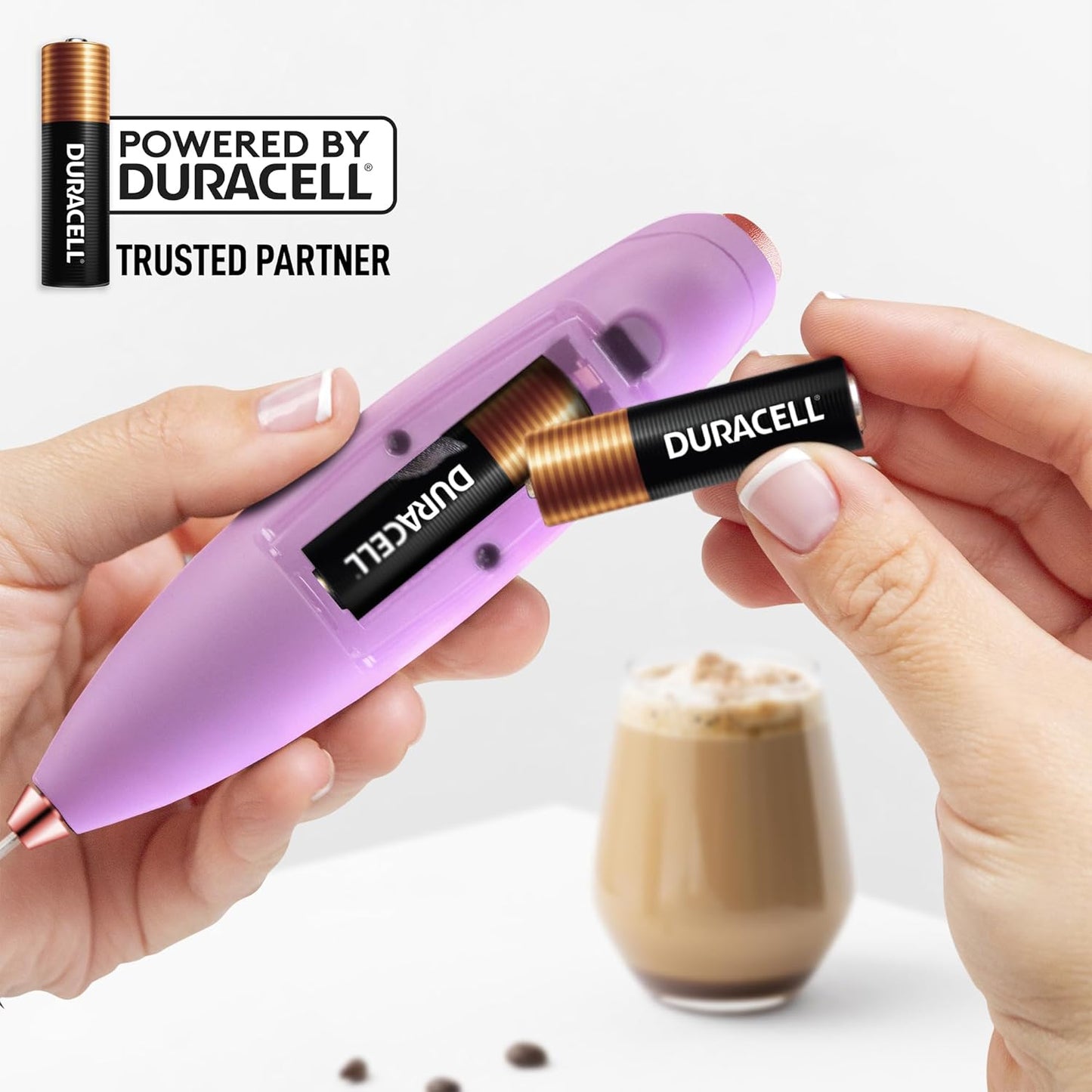 Zulay Kitchen Tornado Triple Whisk Milk Frother - Handheld Foam Maker for Coffee & Lattes - Rose Gold