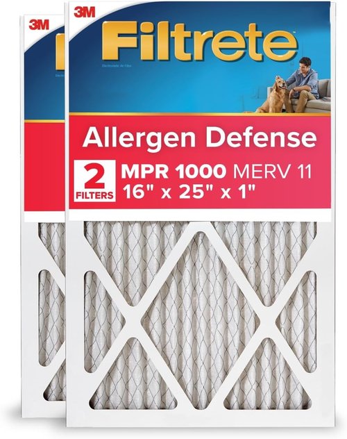 Filtrete Air Filter 16x25x1 - MERV 11 Micro Allergen Defense | 2-Pack Pleated HVAC Filters