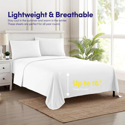 1500 Supreme Collection Twin Sheet Sets White - 3 Piece Bed Sheets and Pillowcase Set for Twin Mattress - Extra Soft, Elastic Corner Straps, Deep Pocket Sheets, Twin White
