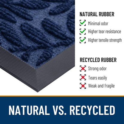 OLANLY Door Mat Indoor Outdoor Entrance, 29.5x17, Waterproof All-Weather All-Season Doormat, Sturdy Natural Rubber, Stain and Fade Resistant, Low Profile, Easy Clean Patio Entryway Mat, Navy Blue