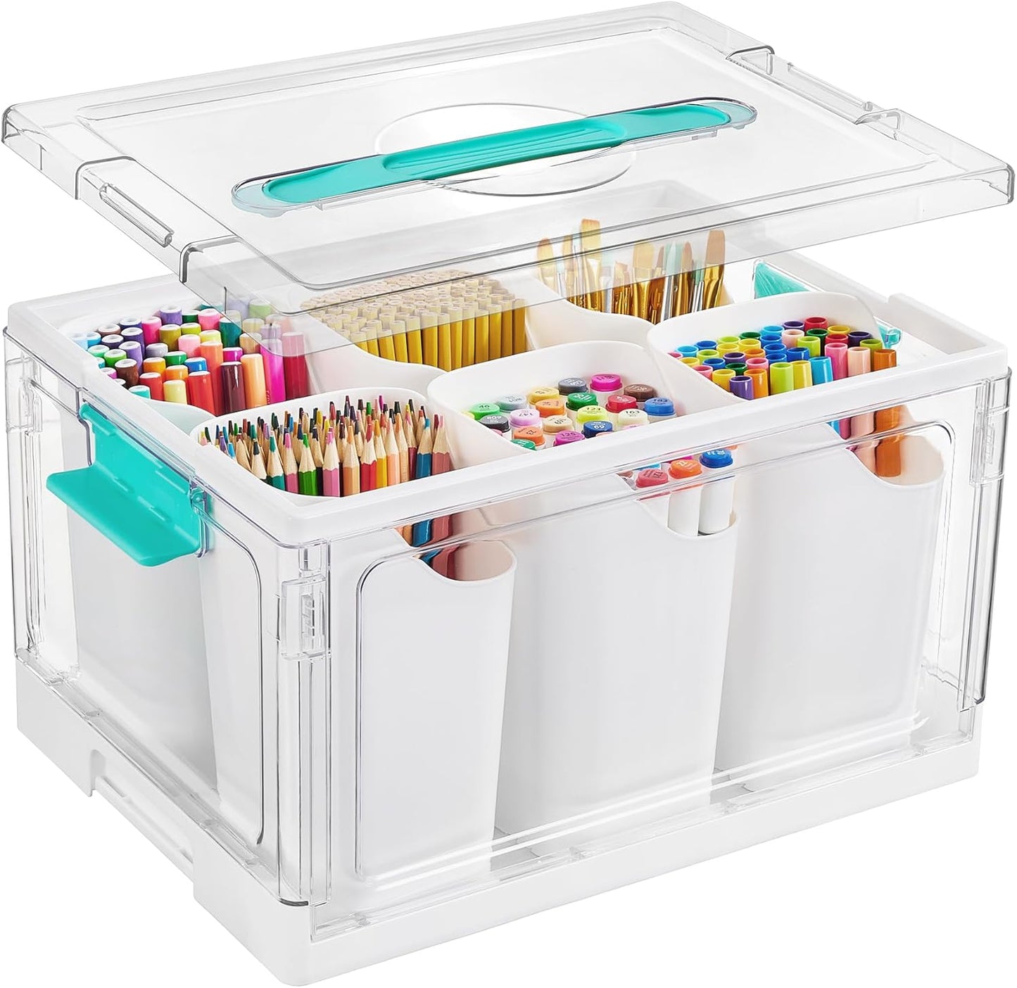 Vtopmart 24 QT Clear Plastic Craft Organizer - 6 Detachable Inserts for Art Supplies & Tools