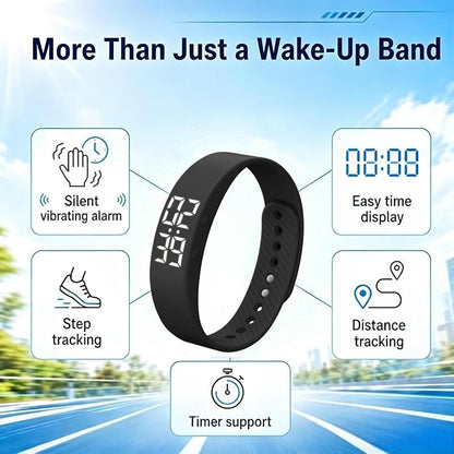 White Variation Vibrating Alarm Wristband Clock for Heavy Sleepers – Silent, 3D Step Counter & Calorie Detection