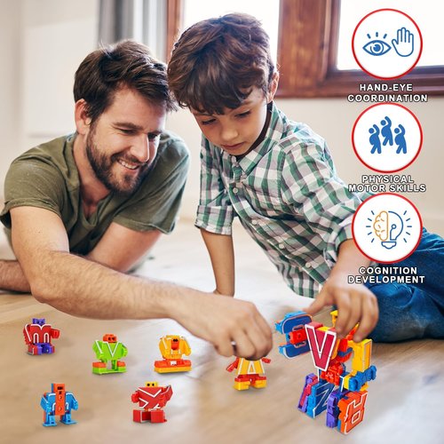 Alphabet Robots | ABC Learning Toys for Boys - Deformation Fine Motor Skills | Advent Calendar Gift