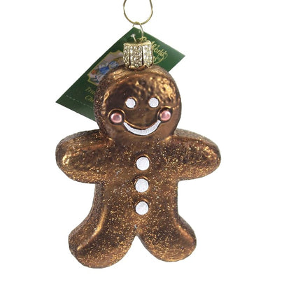 Gingerman Glass Christmas Ornament - Hand-Blown Gingerbread Decor, Ginger Warmth