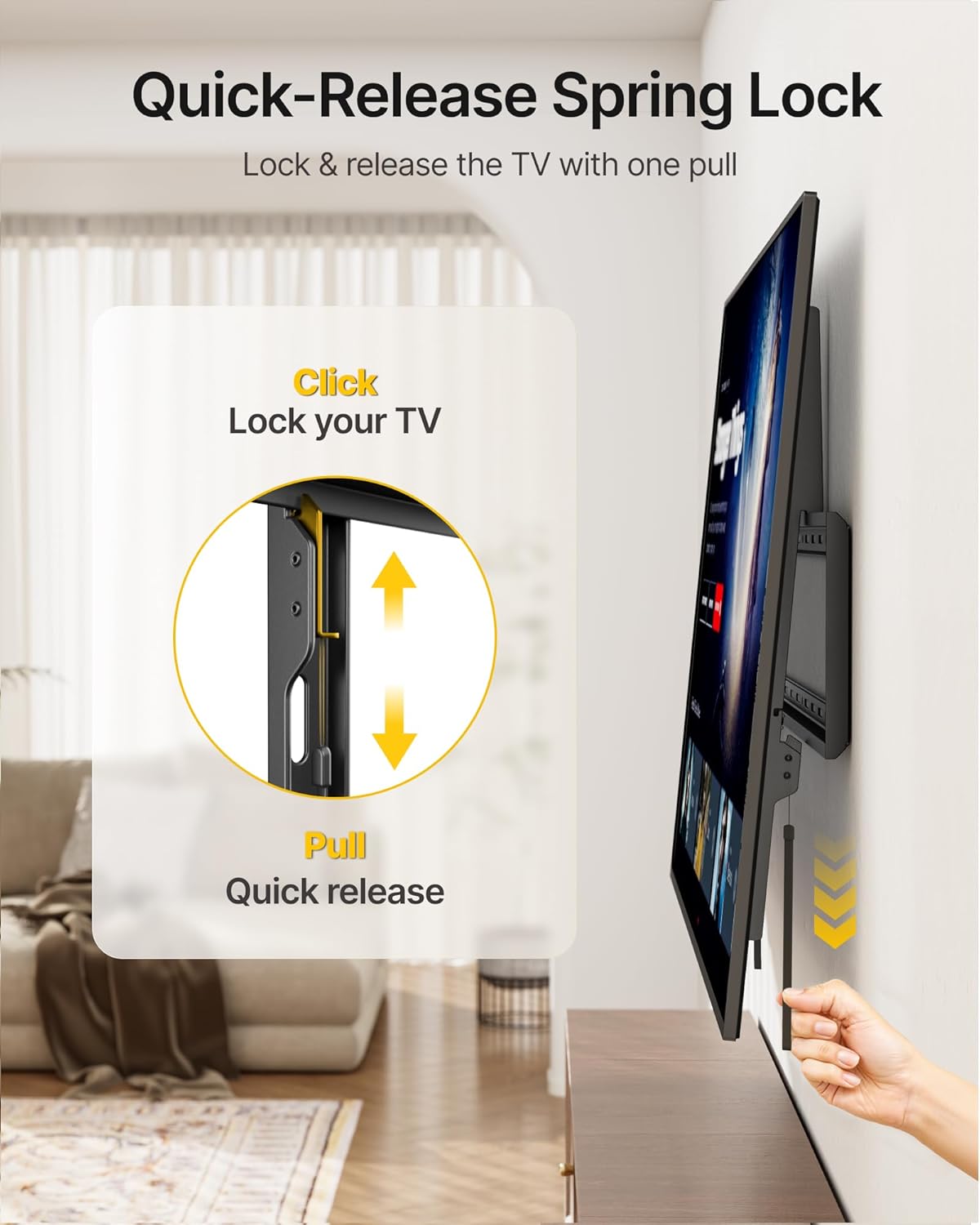 monTEK Heavy Duty TV Wall Mount Bracket - Fits 60-120" Flat & Curved TVs Up to 300lbs | Ultra Slim 1.3" Profile