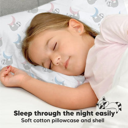 Toddler Pillow with Pillowcase - 13x18 My Little Dreamy Kids Travel Bed Pillows for Sleeping, Organic Cotton Small Pillowcase, Soft & Breathable, Machine Washable, Toddlers 2-5 years old (Moon Sloth)