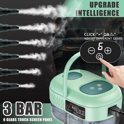 Skiennix Handheld Steam Cleaner - Portable Touch Screen Steamer for Home & Car Detailing | Green