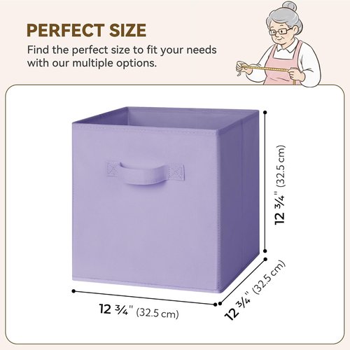 Granny Says Cube Storage Bins - 13-Inch Fabric Organizer in Purple Gradient | 6-Pack for Shelves & Closet