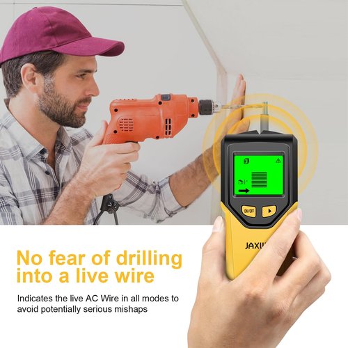 Stud Finder Wall Scanner - 5 in 1 Stud Finder Tool w/Smart Chip and HD LCD Display, Stud Detector Beam Finders for the Center and Edge of Wood AC Wire Metal Studs Joist Pipe (Buttercup)