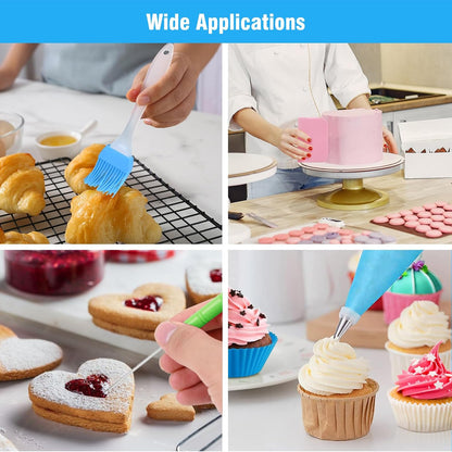 Skiennix Piping Bags and Tips Set - 16 Inch Reusable Silicone Pastry Bags with 14 Icing Tips & Accessories