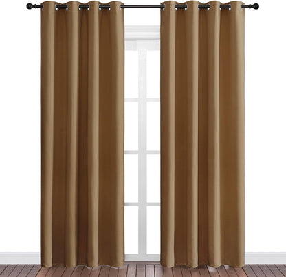 NICETOWN Blackout Curtains - Noise Reducing & Draft Blocking | 86-Inch Length, 2 Panels in Gold Brown