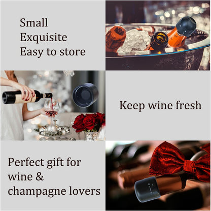 Wine and Champagne Stoppers， 2Pack Champagne and Wine Bottle Stopper, Reusable Leakproof Wine & Champagne Sealer, Keep Champagne & Wine Fresh