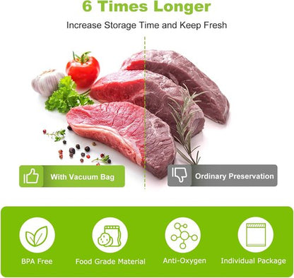 Bonsenkitchen Vacuum Sealer Bags - Heavy Duty BPA-Free Food Storage Rolls, 8" x 50', 2-Pack for Sous Vide Cooking