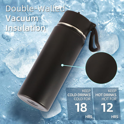 Volhoply Insulated Water Bottles - 18oz Stainless Steel Kids Flask with Straw | Double Wall, 2-Pack