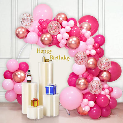 Skiennix Pink & White Balloons - 100pcs 12 Inch Hot Pink & Pastel Pink for Celebrations | Mother's Day, Birthdays, Weddings