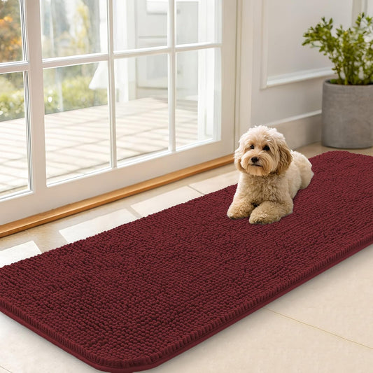 OLANLY Dog Door Mat - Absorbent Non-Slip Washable Doormat for Muddy Paws | 59x20, Caramel Russet