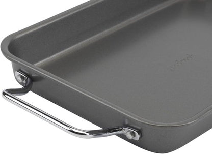 GoodCook Everyday Broiler Baking Pan - Nonstick Heavy-Gauge Steel with Built-in Handles | 7x11-Inch, Gray
