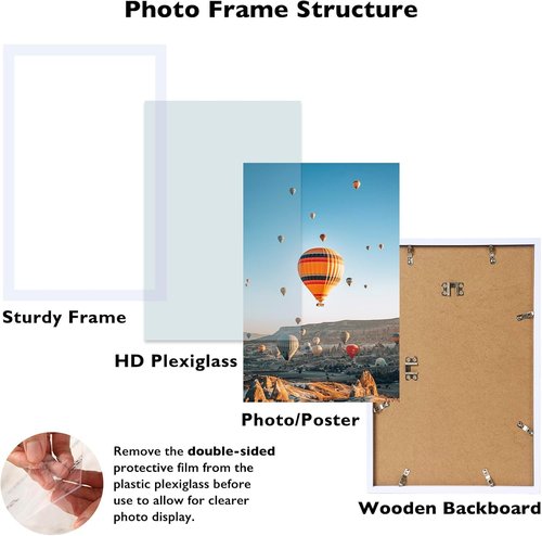 JCJMY 13x22 Picture Frame - White Wall Gallery Frame for Horizontal & Vertical Photos | 13x22 Inches