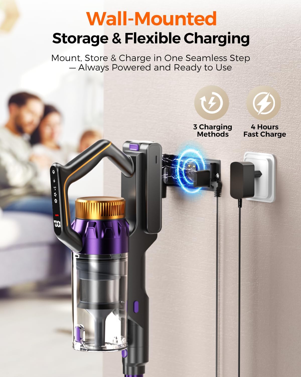 Skiennix Cordless Vacuum Cleaner - 580W Powerful Suction, 65 Min Runtime, Lightweight Stick for Pet Hair & Hard Floors