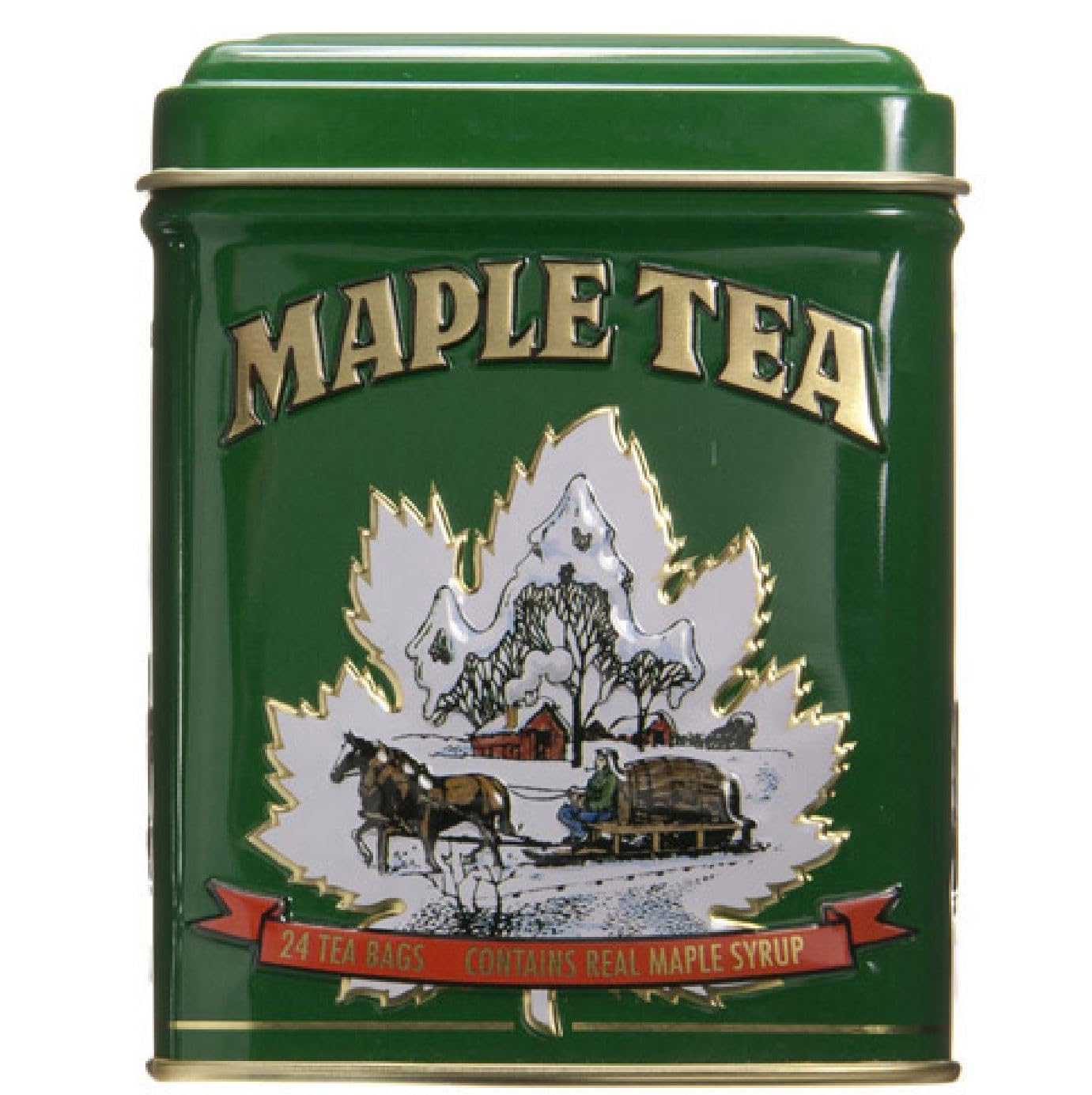 Maple Tea, 24 Tea Bags in a Decorative Metal Tin. A Fantastic Holiday Gift.