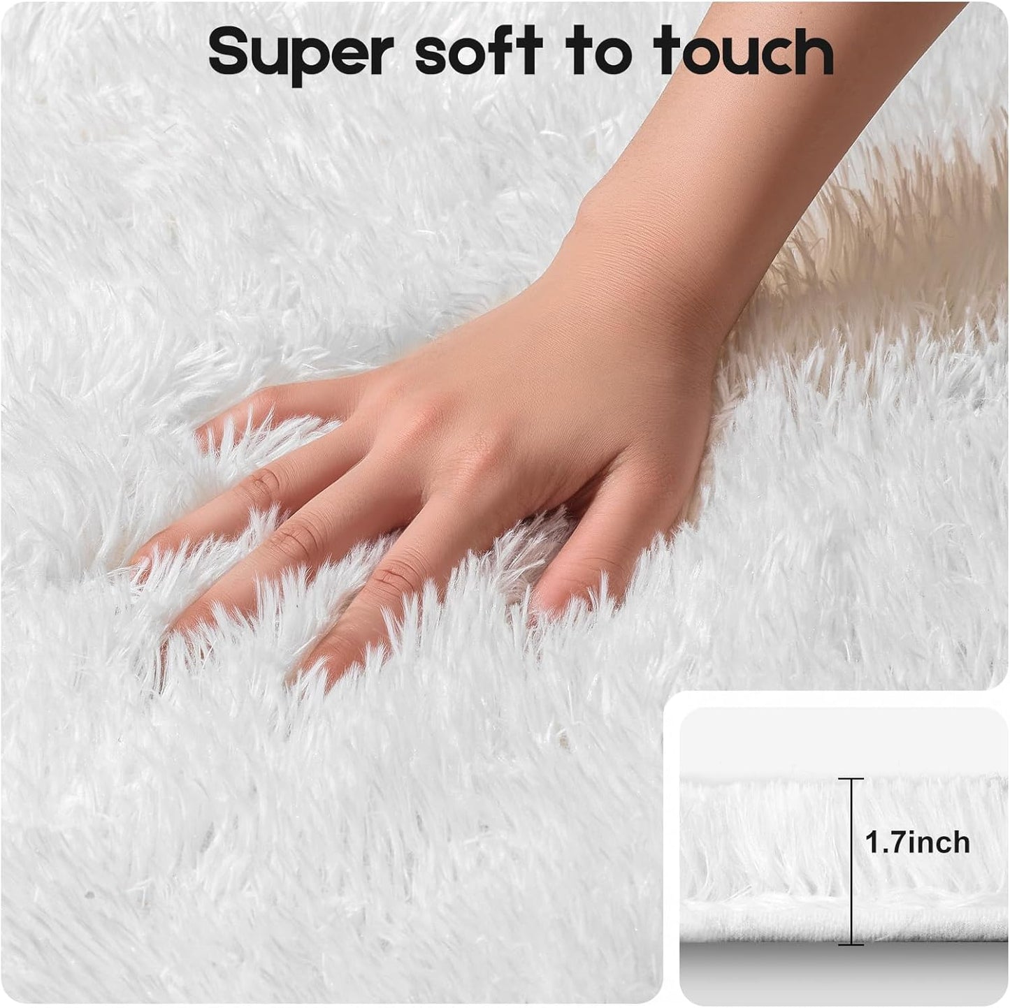 Skiennix Cream White Area Rug - Fluffy Soft Shag Carpet for Kids' Rooms | 2ft x 3ft Non-Slip Design